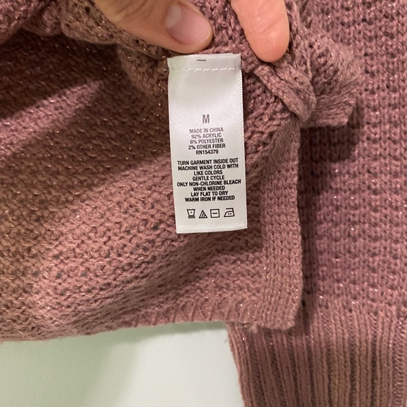 Aeropostale Sparkley Mauve Pink Sweater with Two Strap Shoulders Size Medium - Picture 4 of 8